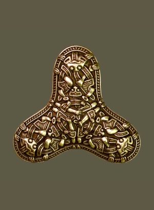 Large Bronze Triangular Viking Brooch