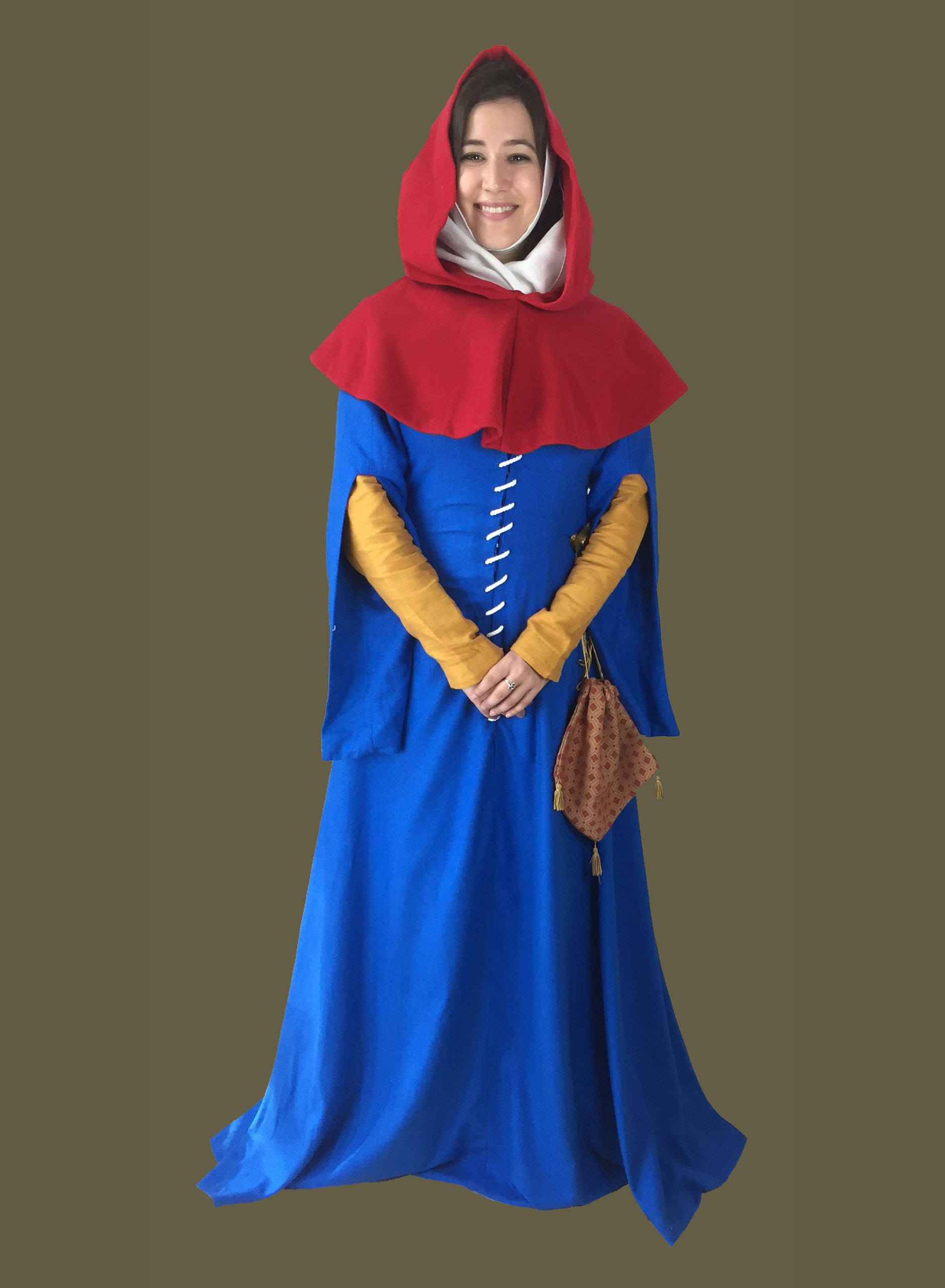 gown_15thc_BlueSilk_ShrtHood_RedWool_fnt2
