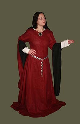 linenpendantsleevegownburgundy_side